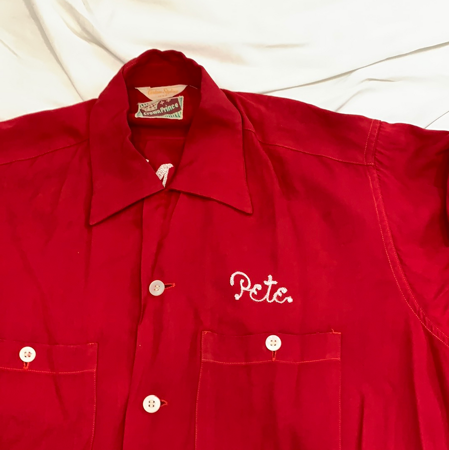 Vintage Red Crown Prince bowling button up shirt