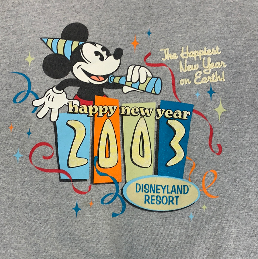 Vintage Mickey Mouse New Year 2003 Grey Crewneck Sweater - XL