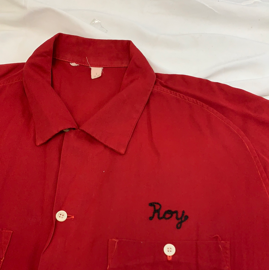 Vintage Red bowling button up t shirt