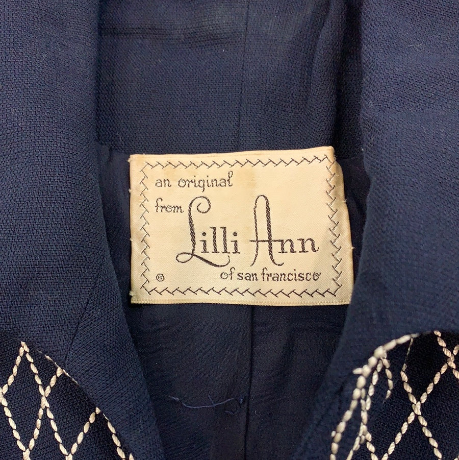 Vintage Lilliann navy blue suit