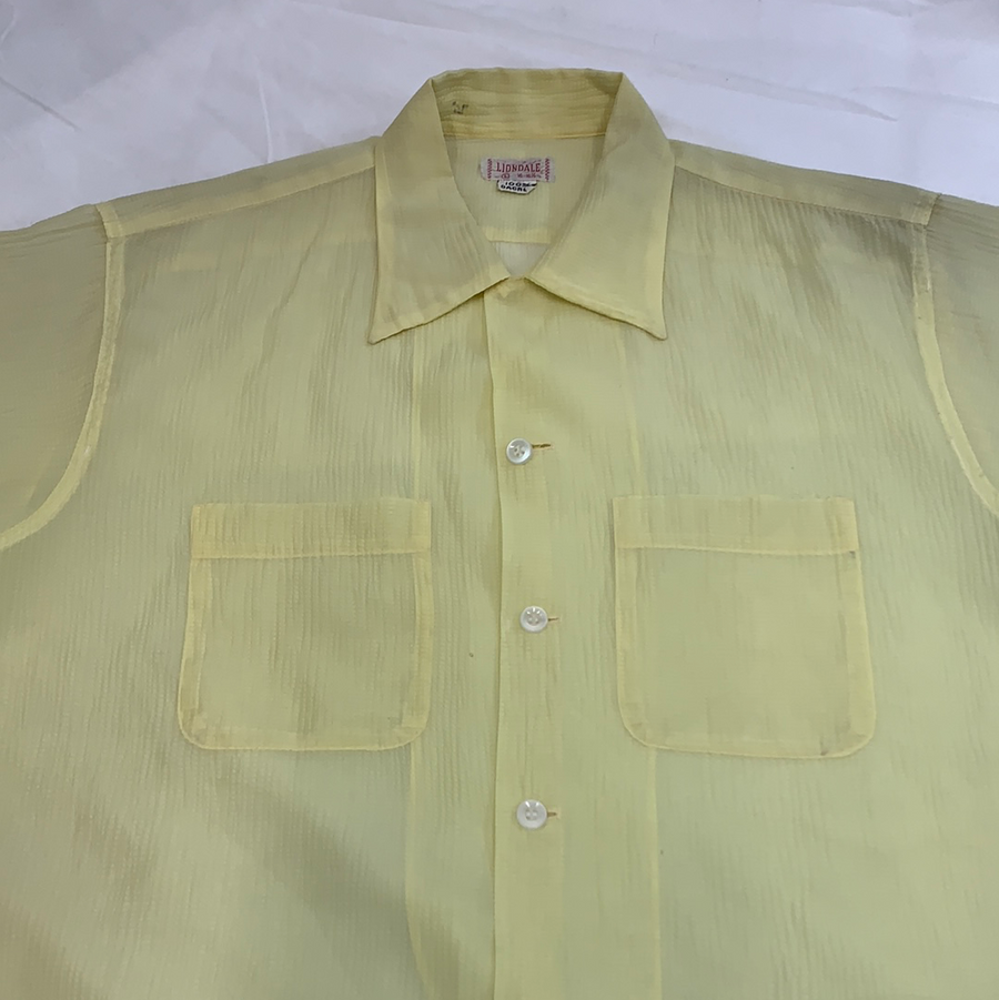 Vintage Liondale Yellow short sleeve linen button up