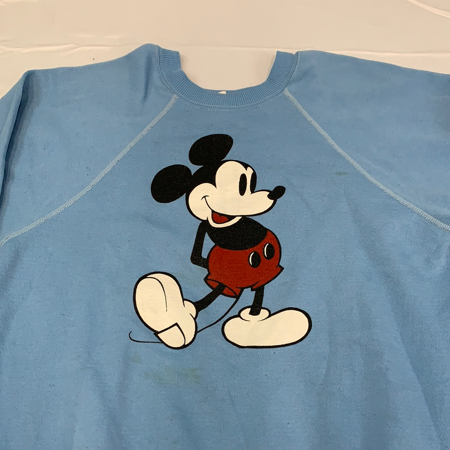 Vintage Mickey Mouse Baby Blue Crewneck Sweater - XL