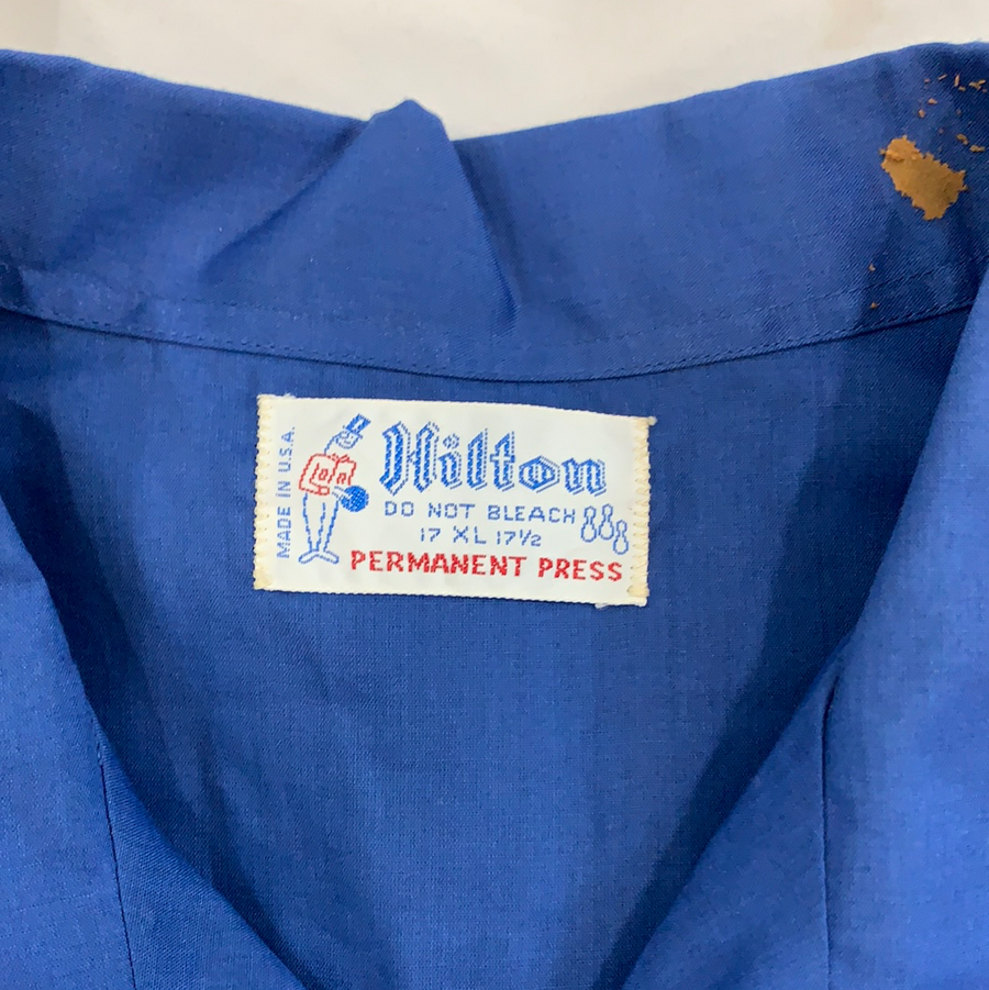 Vintage Hilton Blue bowling button up shirt
