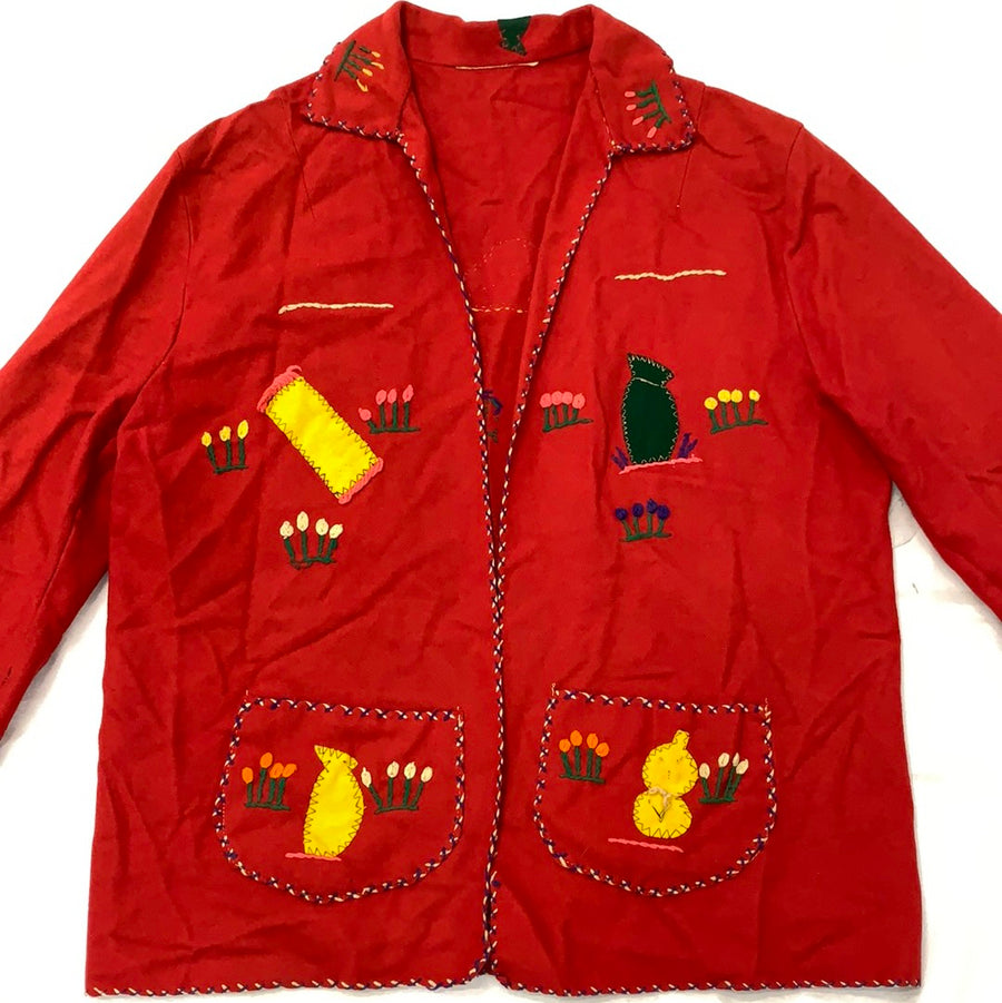 Vintage Red Hand Embroider Jacket