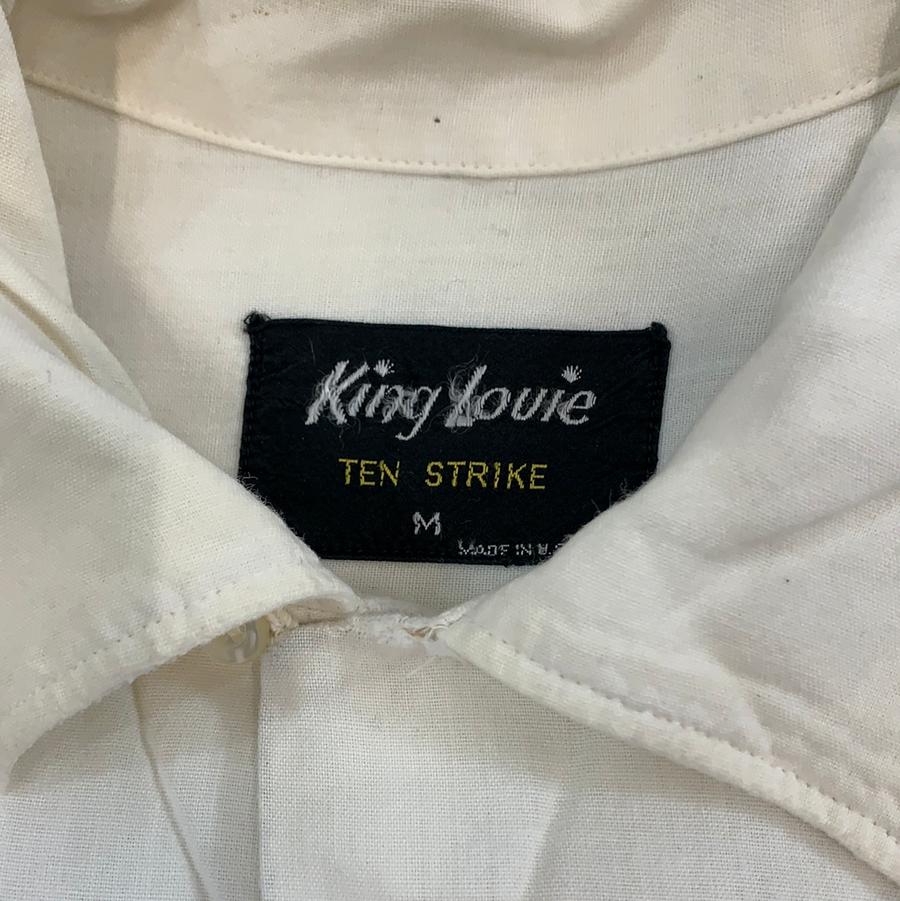Vintage King Louie White Ten Strike bowling shirt