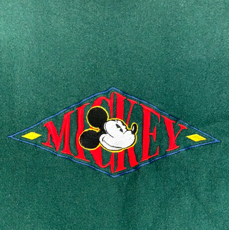 Vintage Mickey Mouse Green Crewneck Sweater - L