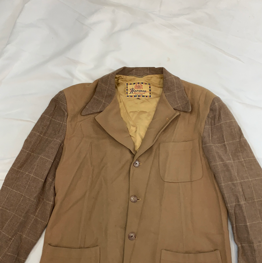 Vintage Brown Contrast Sleeve Harmor Sportswear coat