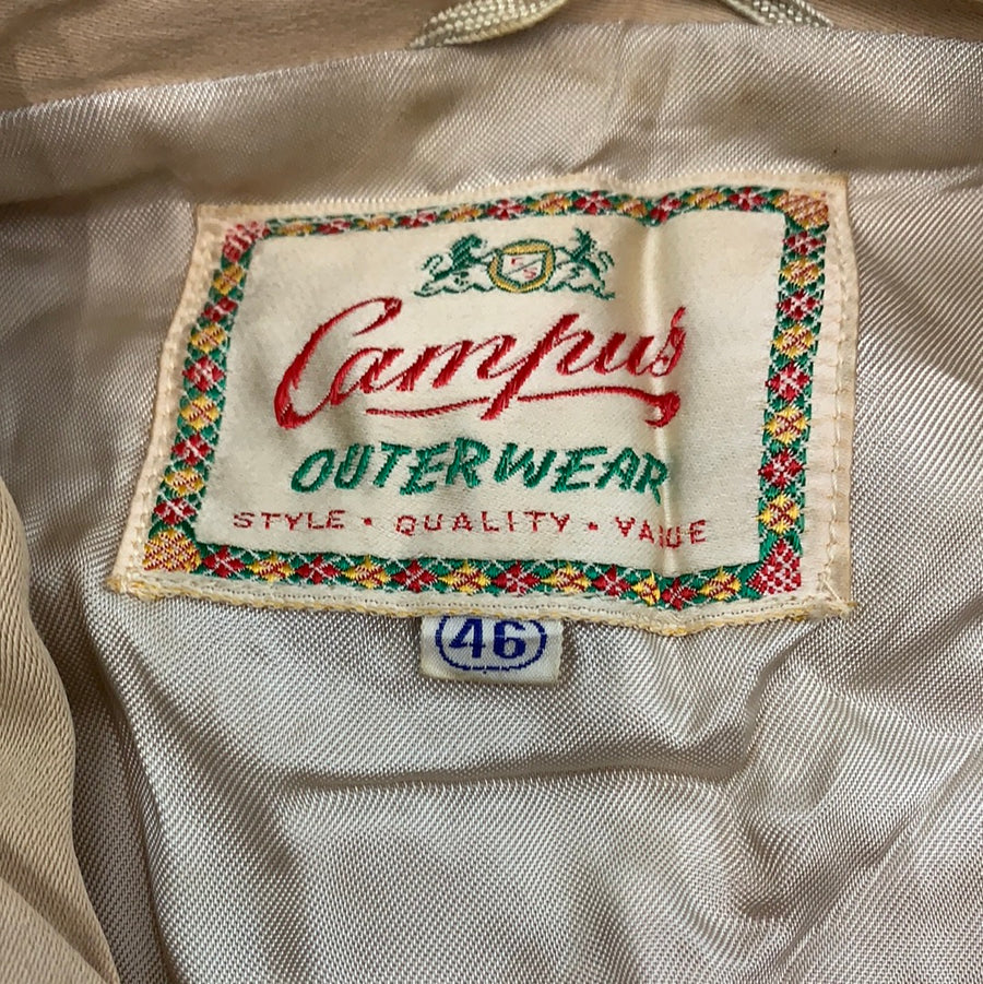 Vintage Campus Tan Outerwear zip up jacket