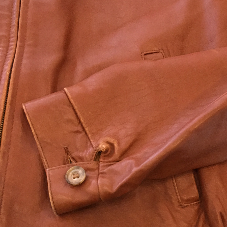 Leather Cognac Zip-up Jacket - The Era NYC
