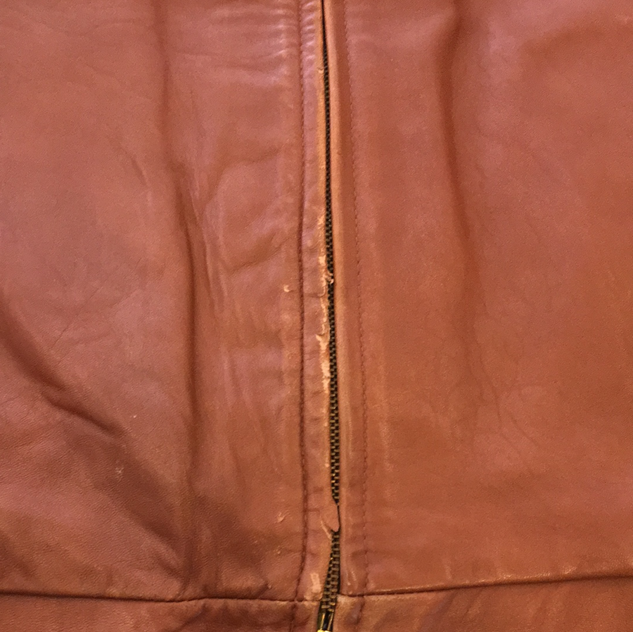 Leather Cognac Zip-up Jacket - The Era NYC