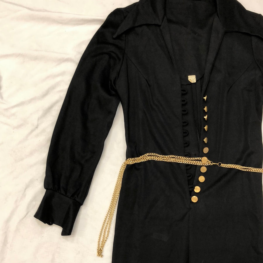 Vintage Black Bell Bottom Flared Jumpsuit