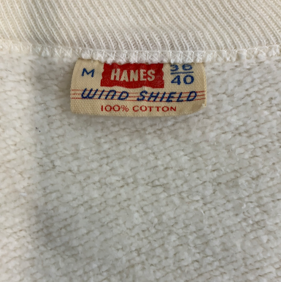 Vintage 50-60s Hanes Cream Wind Shield Crewneck Sweater