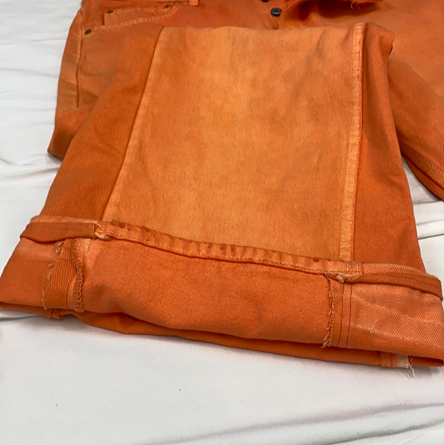 1980s Vintage Levi’s Orange Bell Bottom Flare 501 Jeans - W36 - The Era NYC