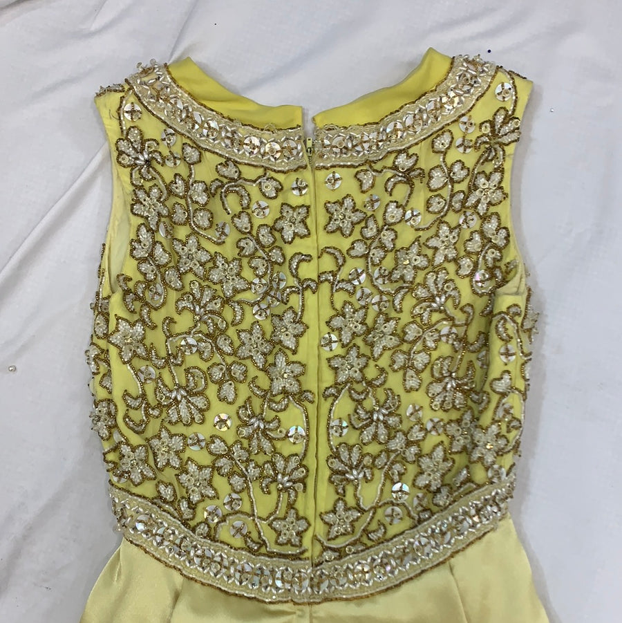 Vintage victoria Royal LTD yellow beaded dress