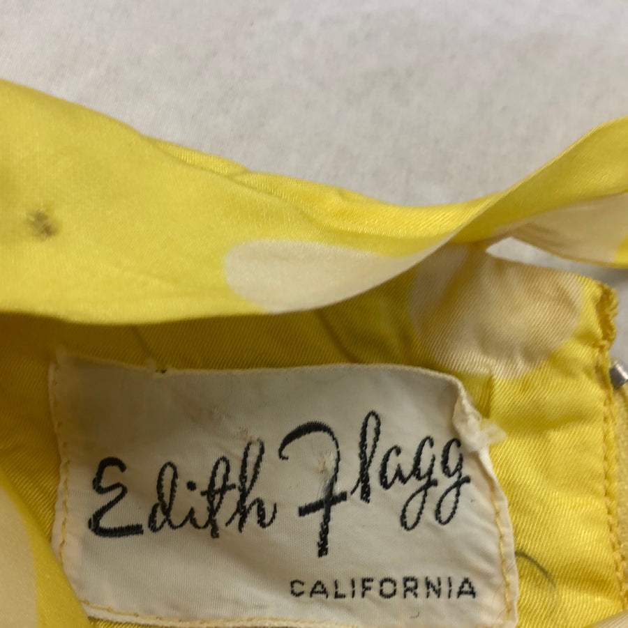 Vintage Edith Flagg Yellow Polka Dot Dress