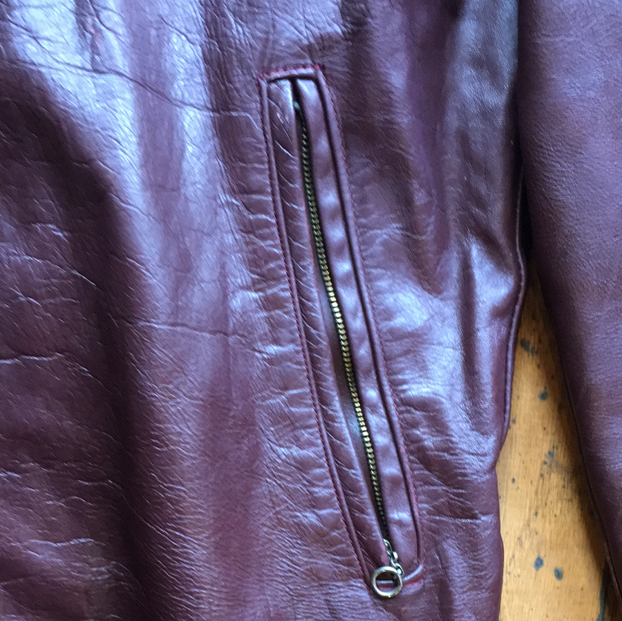 Burgundy Zip Up Leather Jacket - The Era NYC