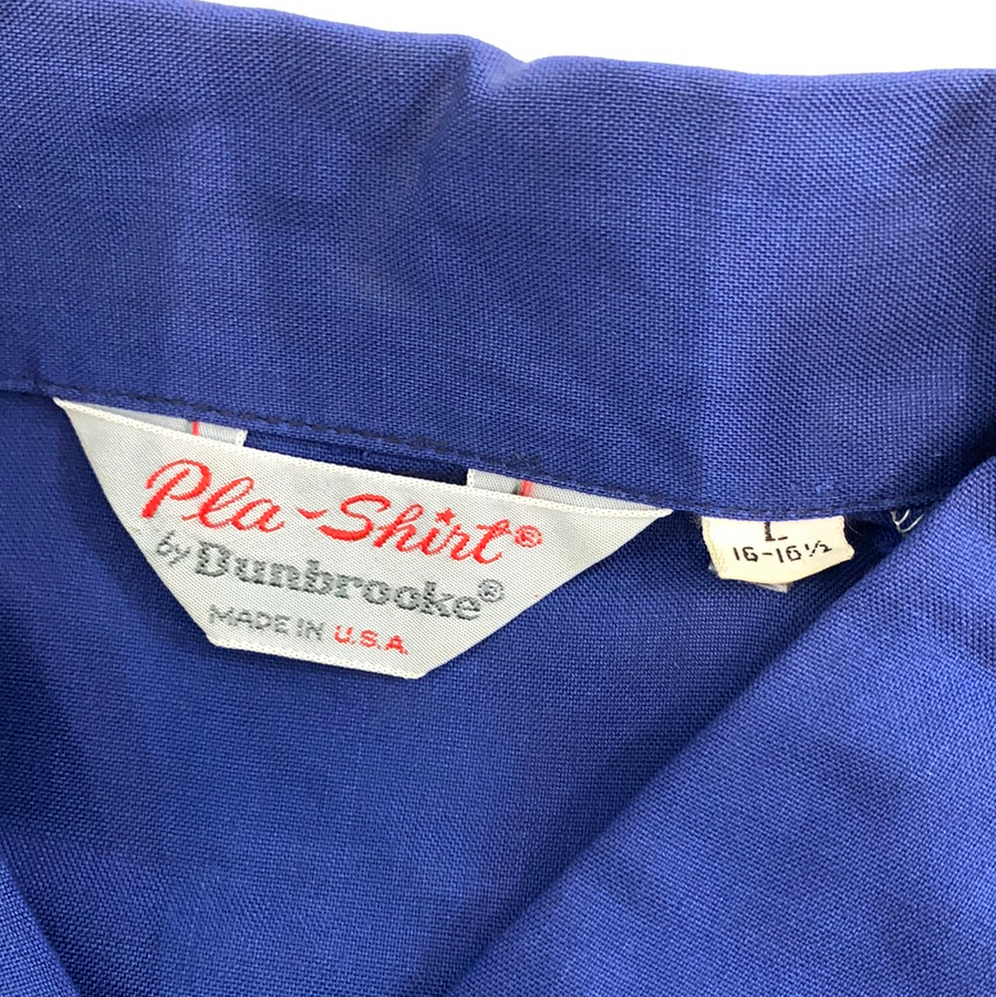 Vintage Pla-Shirt by Dunbrooke Blue bowling shirt