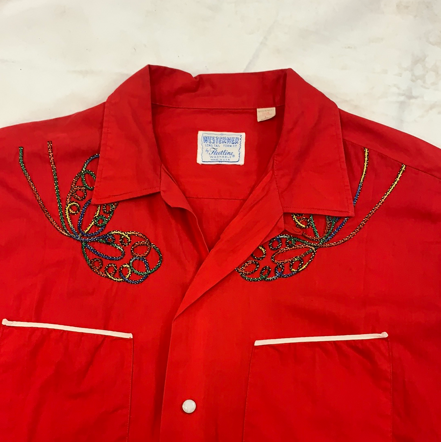 Vintage Red Westerner by Fleetine button up shirt