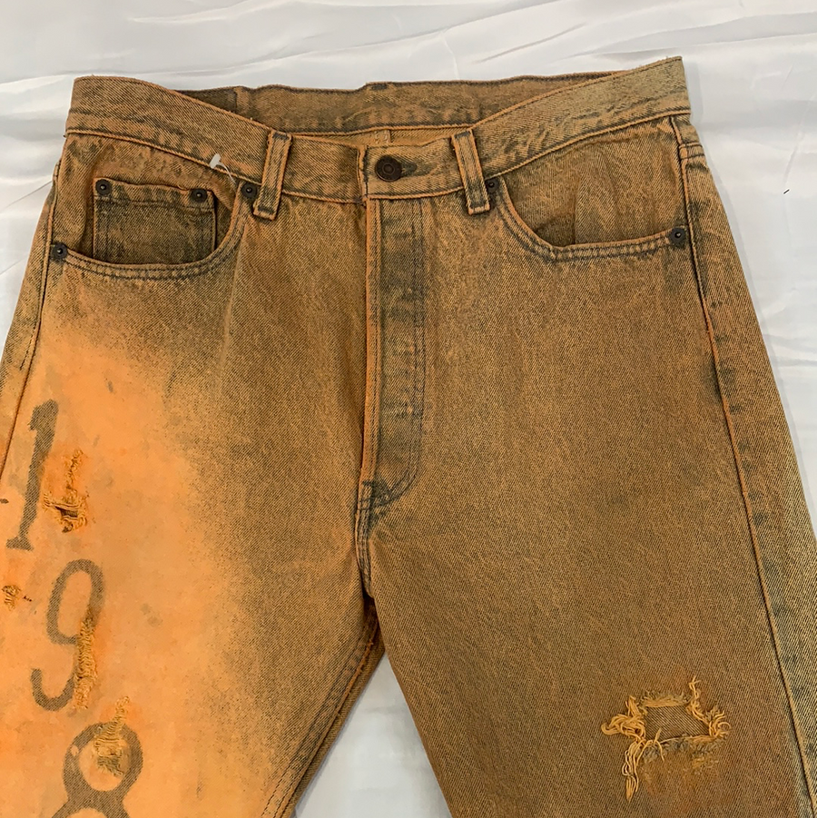 Vintage Levi’s Orange Custom Dyed 501 Jeans - 34in