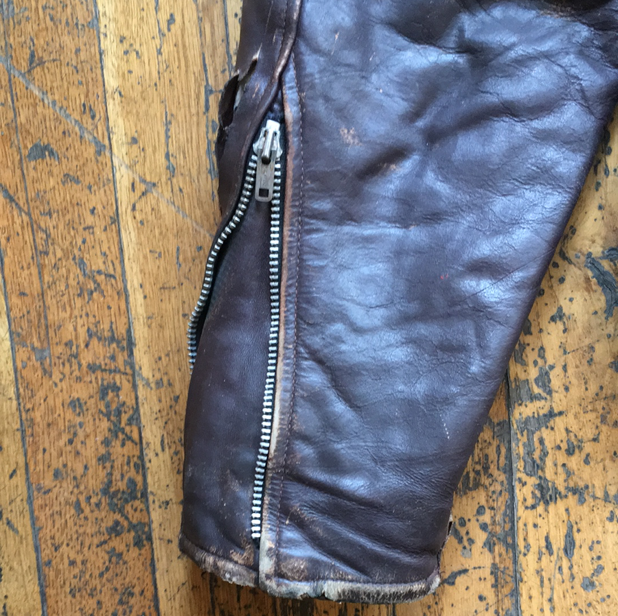 Distressed Brown Leather Zip Up Leather Jacket - The Era NYC