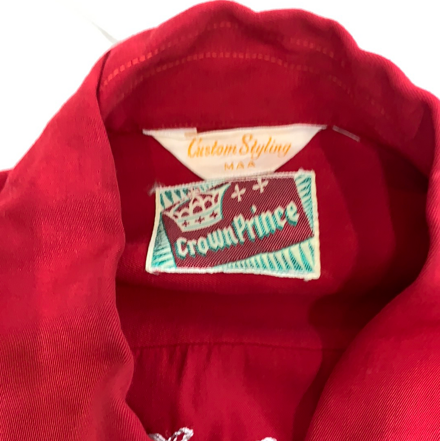 Vintage Red Crown Prince bowling button up shirt