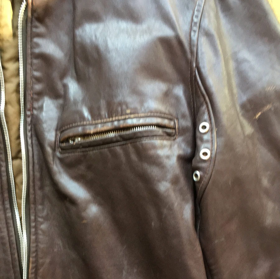 Distressed Brown Leather Zip Up Leather Jacket - The Era NYC