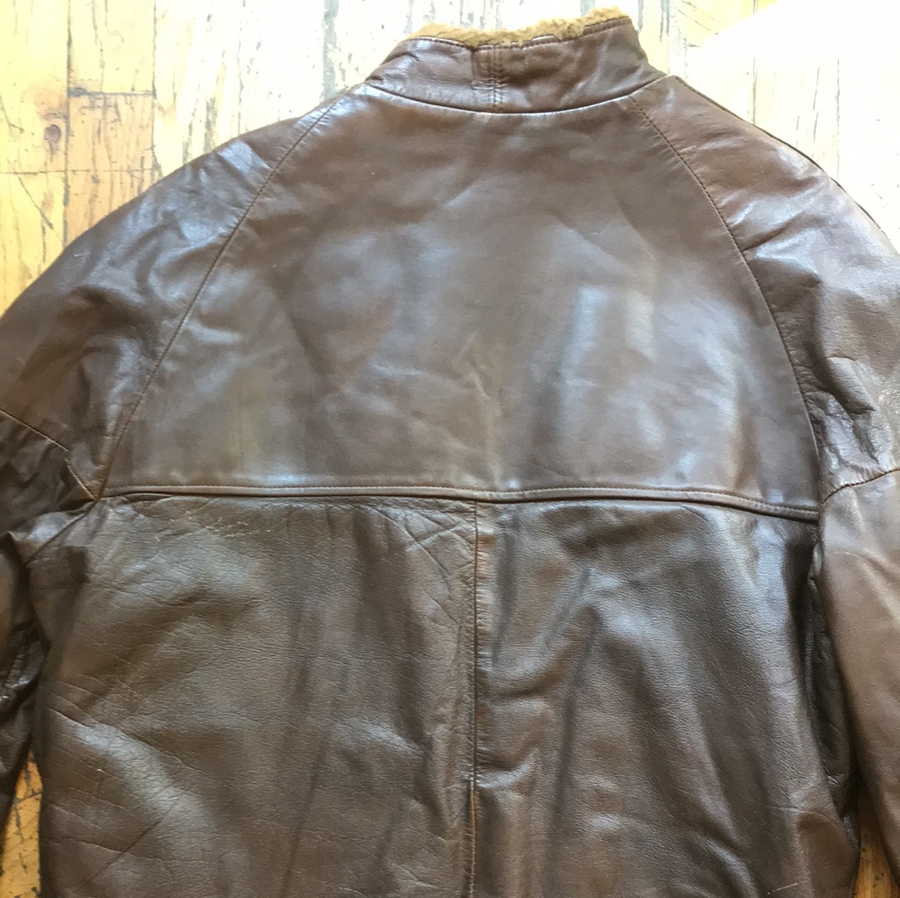Vintage Brown Leather Jacket w lining - The Era NYC