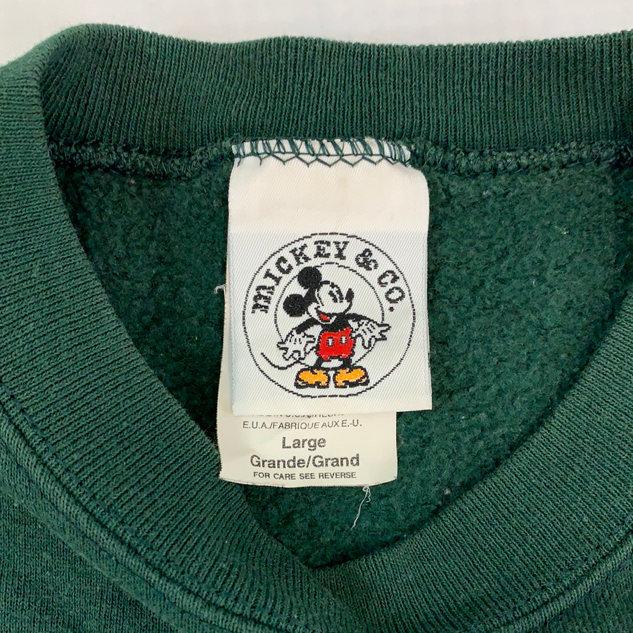 Vintage Mickey Mouse Green Crewneck Sweater - L