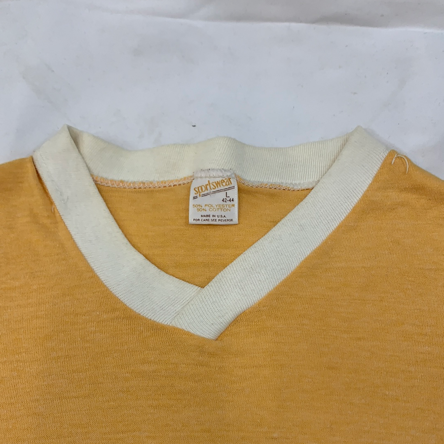 Vintage Yellow V-Neck Sportswear t shirt
