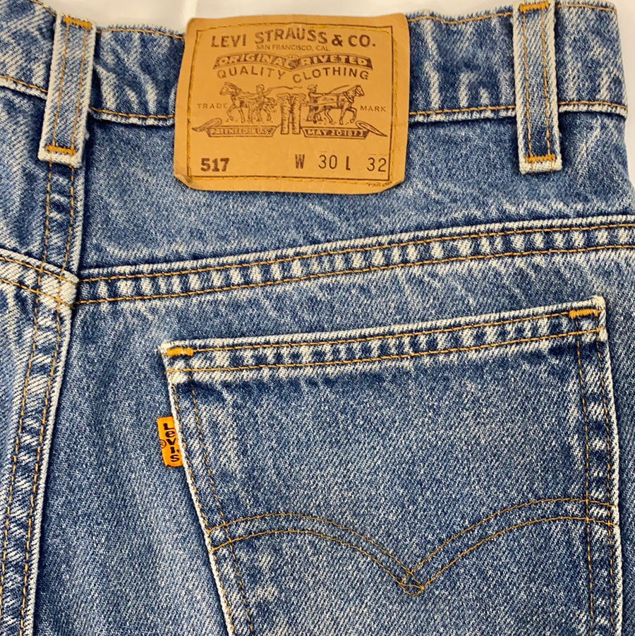 Vintage Levi's 517 Blue Wash Denim pants Orange Label- W30 – The Vintage Levi's 517 Blue Wash Denim pants Orange Label- W30 – The