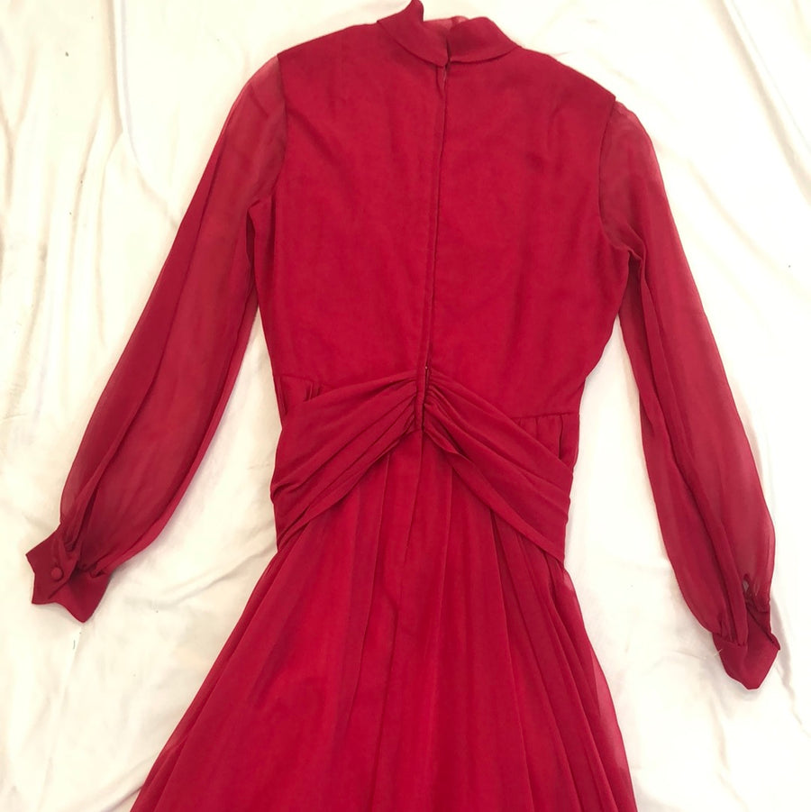 Vintage Red Long Sleeve Dress